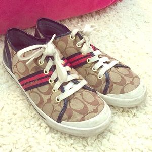 Coach Folly sneakers with pink signature fabric